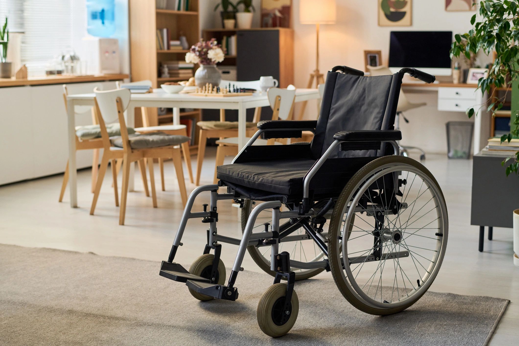 Mobility equipment supporting independent living in a modern interior