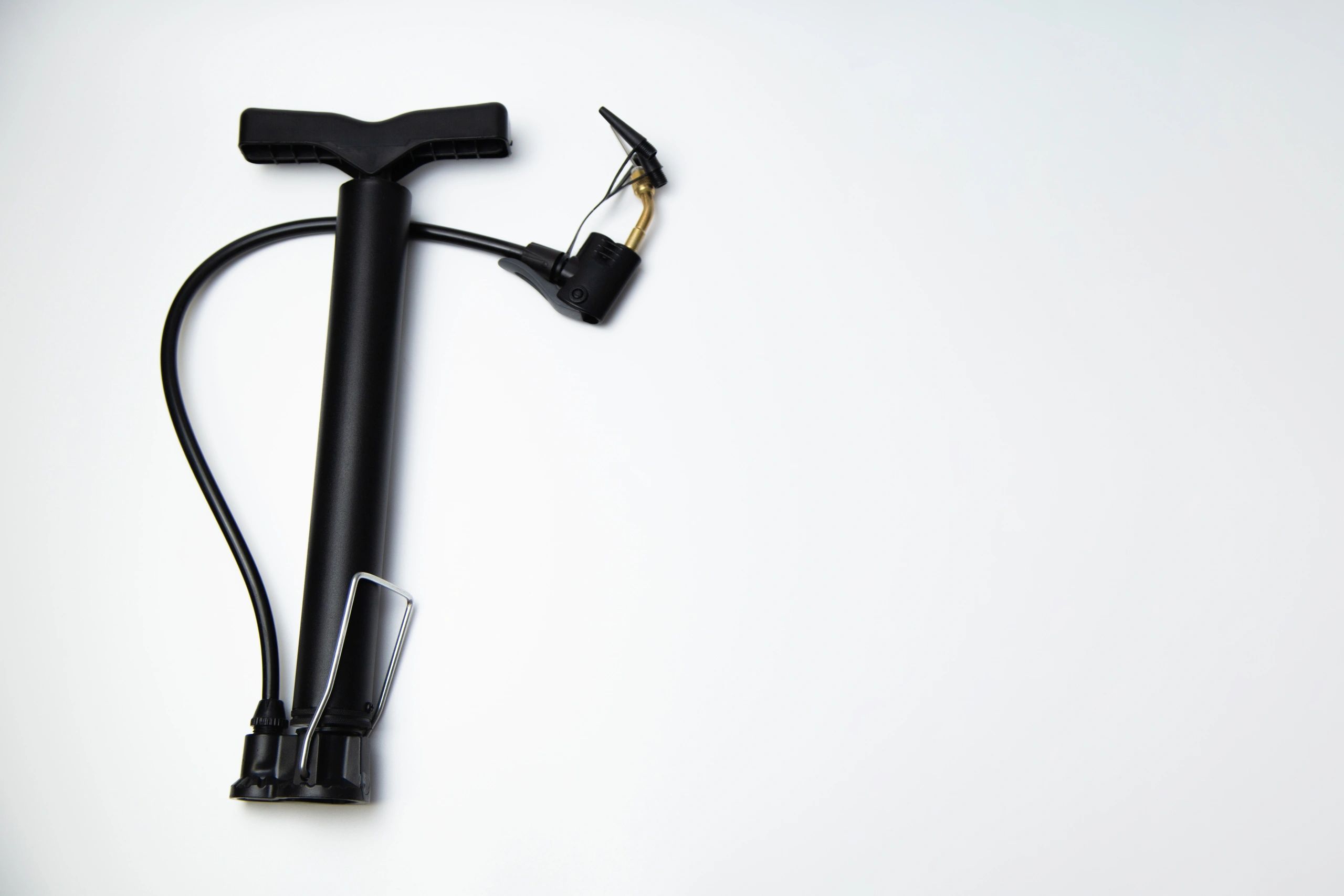 Mobility equipment accessory attachments and pump on white background